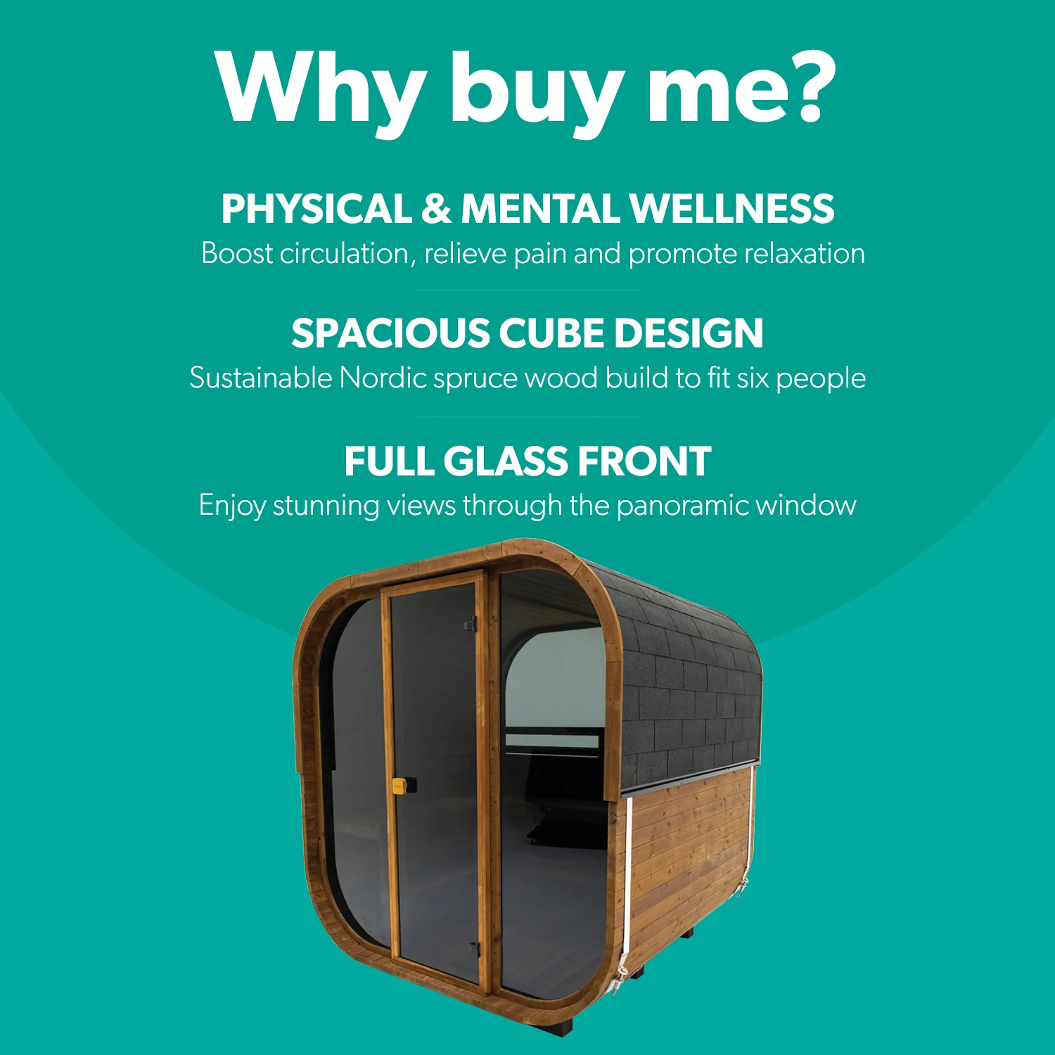 Hekla Cube 250 - 6 Person Outdoor Sauna - Image 3